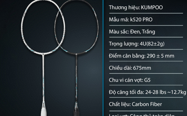  vợt Kumpoo K520 Pro – công nghệ đỉnh cao